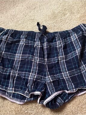 LOFT Navy Plaid Sleepwear Lounge Shorts